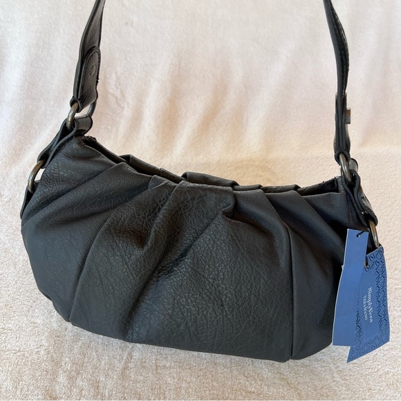 VERA WANG BLACK HOBO SHOULDER BAG VEGAN LEATHER NWT - Picture 7 of 8